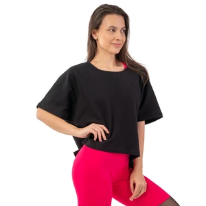 Nebbia Organic Cotton Loose Fit "The Minimalist" Crop Top Black M-L