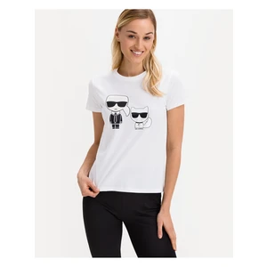 Tričko Karl Lagerfeld Ikonik Karl & Choupette Tee - Bílá - Xl