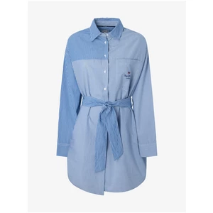 Modré dámské pruhované košilové šaty Pepe Jeans Karen - Dámské