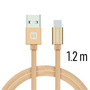 Datový kabel Swissten Textile USB/USB-C, 1,2m, zlatý