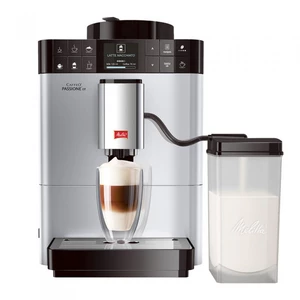 Espresso Melitta Passione One Touch Stříbrné strieborn... Plně automatický kávovar, vyjímatelný mléčný systém s externí nádobou na mléko, barevný TFT