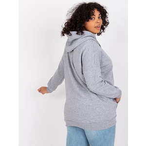 Gray melange plus size sweatshirt with hood from Amanda