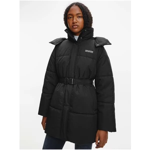 Black Women's Quilted Winter Coat with Hood Calvin Klein - Women