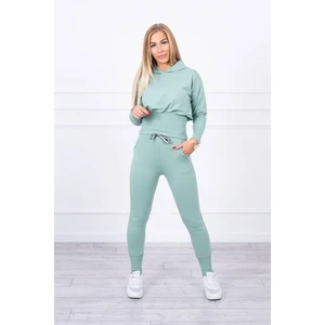 Set with wide cuffs dark mint