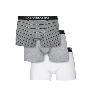 Boxer Shorts 3-Pack Wide Stripe Aop + Grey + White