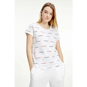 Tommy Hilfiger bílé dámské tričko SS Tee Print s logem - Dámské