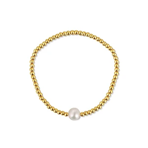 JwL Luxury Pearls Pozlátený korálkový náramok s pravou sladkovodnou perlou JL0714