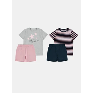 Set of two girls' pajamas in blue and pink name it Stars - unisex