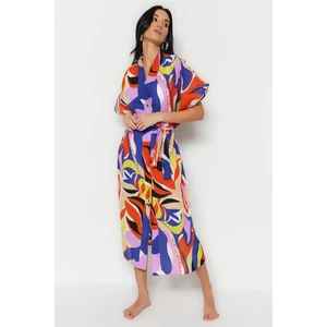 Trendyol Abstract Pattern Maxi Woven 100% Cotton Kimono & Kaftan