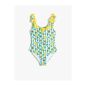 Koton Swimsuit Applique Detailed Lemon Print Thick Straps