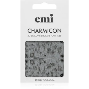 emi Charmicon Black Flowers nálepky na nechty 3D #176 1 ks