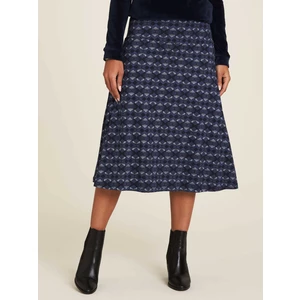 Dark Blue Patterned Midi Skirt Tranquillo - Women