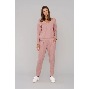 Karina women's tracksuit with long sleeves, long pants - powder pink