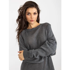 Dark gray knitted dress with long sleeves