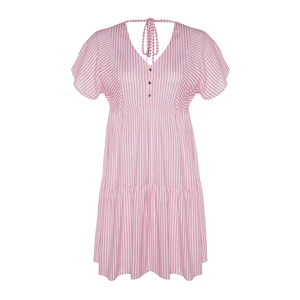 Trendyol Curve Pink Striped Woven Dress