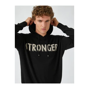 Koton Oversize Hooded Sweater with Slogan