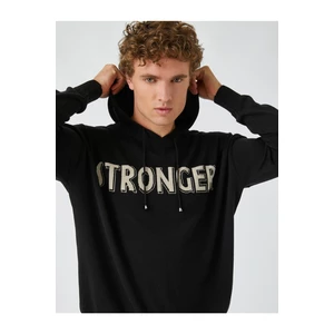 Koton Oversize Hooded Sweater with Slogan