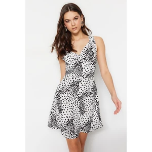 Trendyol White Polka Dot Mini Dress that opens at the waist