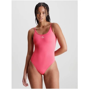 Dark Pink Women's One-piece Swimsuit Calvin Klein Underwear Monogra - Women
