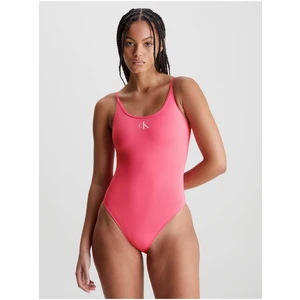 Dark Pink Women's One-piece Swimsuit Calvin Klein Underwear Monogra - Women