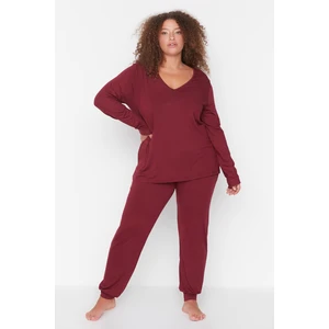 Trendyol Curve Claret Red Pajamas Set