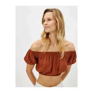 Koton Women's Brown Crop Blouse