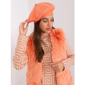 Peach winter beret with cashmere