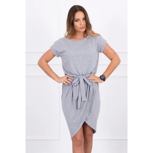 Tied dress with an envelope-like bottom gray