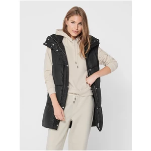 Black Quilted Vest with Detachable Hood ONLY Demy - Women