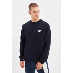 Trendyol Navy Men Regular Fit Long Sleeve Crew Neck Print Sweatshirt
