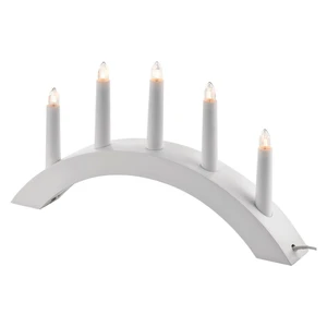 LED dekorace EMOS svietnik na 5x žiarovku E10 drevený biely, oblúk, 20x38 cm, vnútorná, teplá biela (DCAZ01) vianočné osvetlenie • svietnik na 5 žiaro