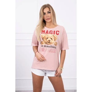 Blouse with a print Magic dark powdered pink