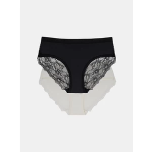 Set of two lace panties in white and black DORINA - Women