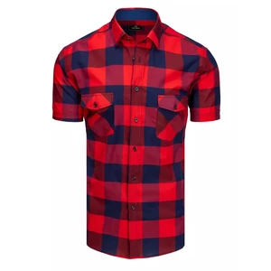 Dark blue and red men's shirt with short sleeves Dstreet KX0948