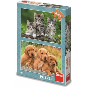Puzzle 2x48 Pejsci a kočičky [Puzzle]