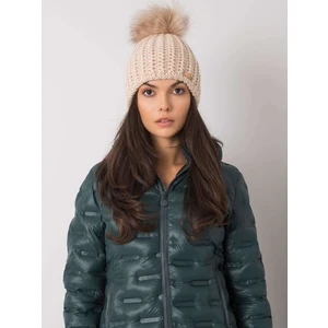 Beige cap with metal thread