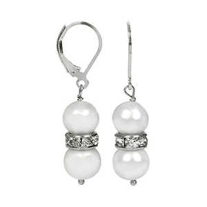 JwL Luxury Pearls Elegantné náušnice s pravými bielymi perlami a kryštály JL0278