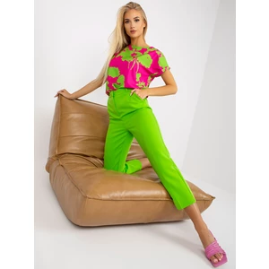 High waisted green trousers made of RUE PARIS fabric