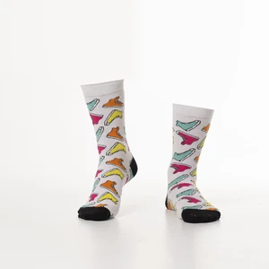 Women's white socks with colorful shoes