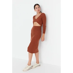 Trendyol Brown Cut Out Detailed Knitwear Dress