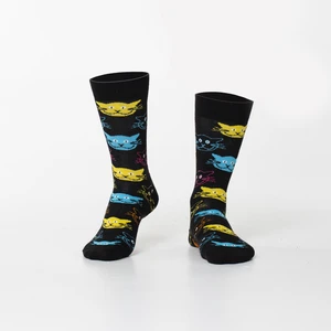 Men's black socks with cats