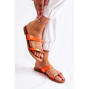 Women's lacquered flip-flops orange Jimena