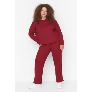 Trendyol Curve Claret Red Crew Neck Knitted Pajamas Set