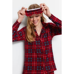 Trendyol Red Soft Feel Premium Plaid Sleep Band Knitted Pajamas Set