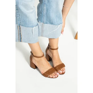 İnan Ayakkabı Women'sSingle-Stripe Fine Knit Ankle Heels.