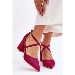 Fashionable glittering pumps on the heel fuchsia Galaxy