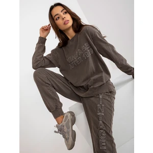 Khaki free casual set with patches
