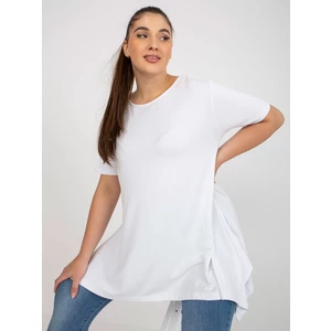 Plain white blouse plus size with a round neckline