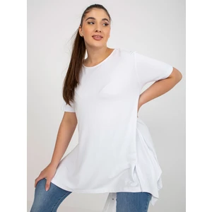 Obyčejná bílá halenka plus size s kulatým výstřihem