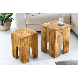 Odkladací stolík 2 ks DAMASEN Dekorhome Mangovníkové drevo,Odkladací stolík 2 ks DAMASEN Dekorhome Mangovníkové drevo